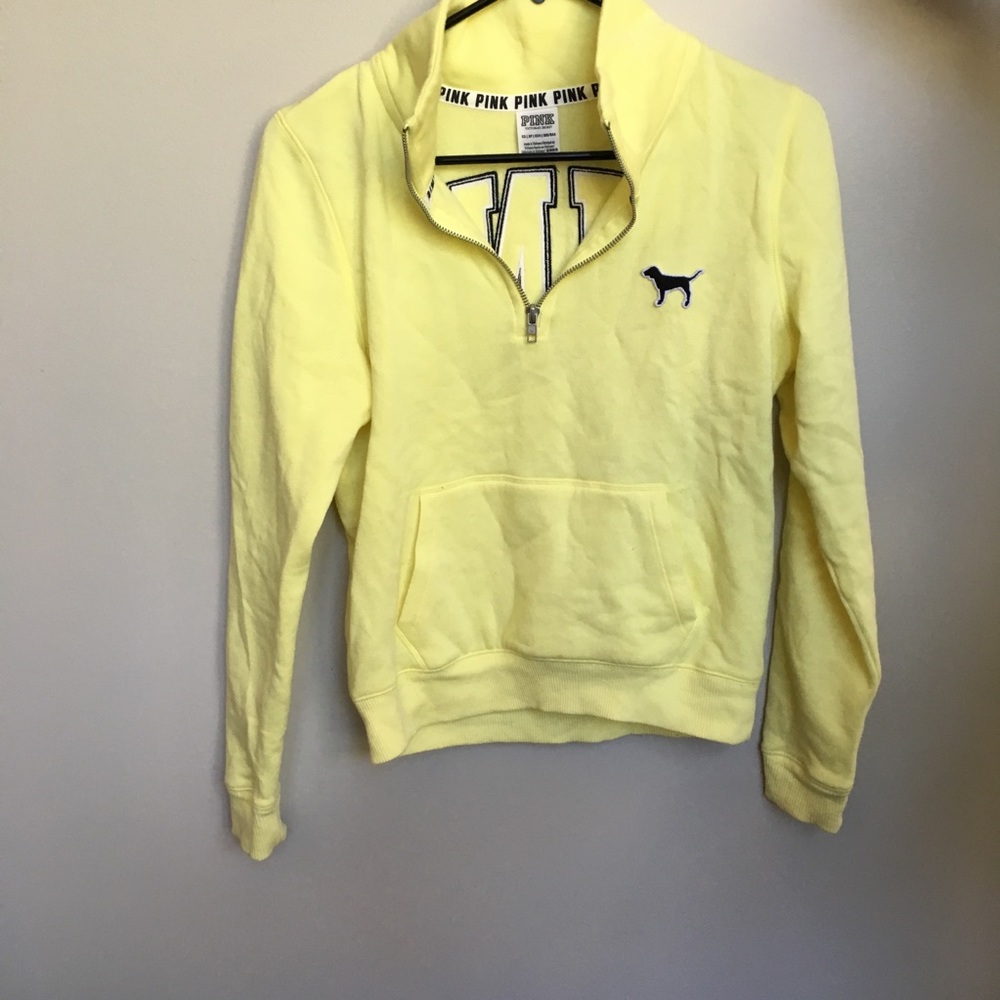 Yellow PINK half zip hoodie! Xs